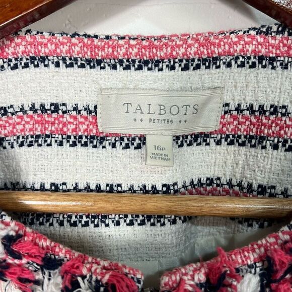Talbots Womens Jacket size 16 Petite Striped Cotton Blend - Picture 5 of 14